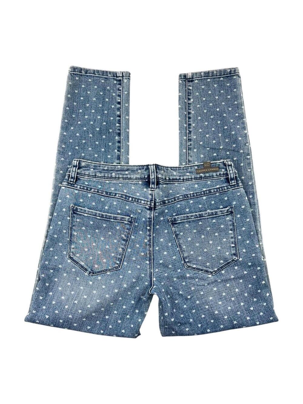 Y2K LC Lauren Conrad "The Pencil" White Heart Print Low Rise‎ Skinny Jeans